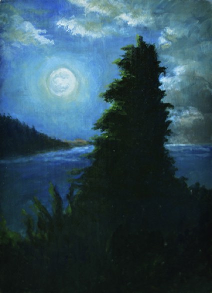 Tree in Moonlight
6x8in oil on wood $400